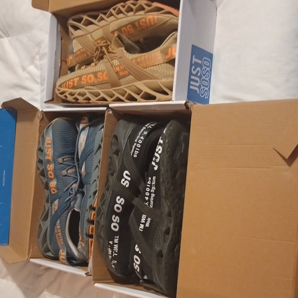 Men's Athletic Shoes - Blue, Black, Tan